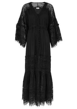 Charo Ruiz Margherita Lace-trimmed Cotton-blend Maxi Dress - Black - L