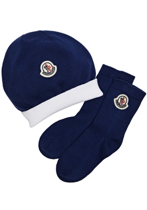 Moncler Kids Sock and hat Gift set - Blue Other