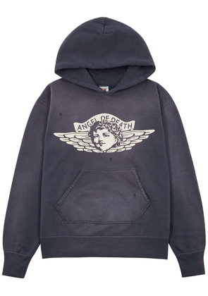 Saint Mxxxxxx Angel Of Death Hooded Cotton Sweatshirt - Navy - S