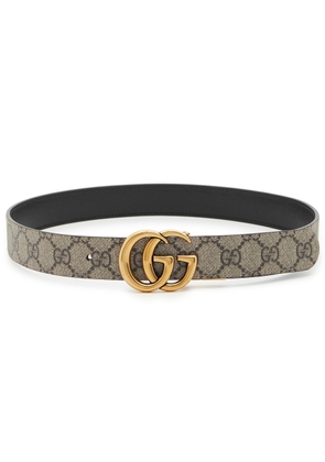 Gucci GG Marmont Reversible Monogrammed Belt - Beige