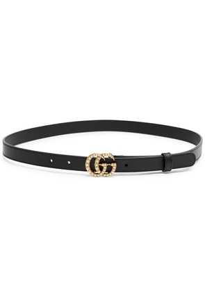 Gucci GG Embellished Leather Belt - Black