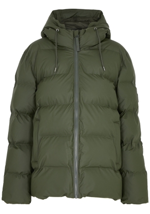 Rains Quilted Rubberised Jacket - Dark Green - L