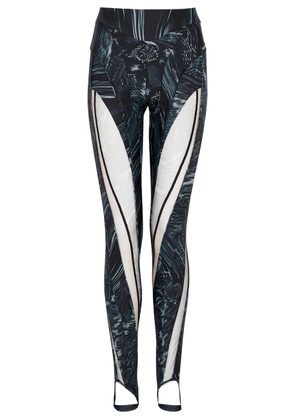 Mugler Printed Panelled Stretch-jersey Leggings - Black - 36 (UK8 / S)