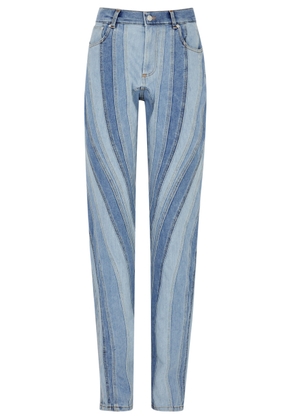 Mugler Spiral Panelled Tapered-leg Jeans - Blue - 34 (UK6 / XS)