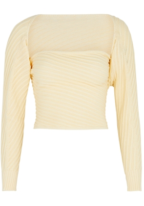 Gimaguas Marianne Ribbed-knit Wrap top - Yellow - L (UK14 / L)