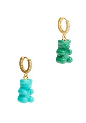 Crystal Haze Nostalgia Bear 18kt Gold-plated Hoop Earrings - Green