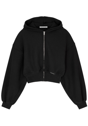 Alexanderwang. t Hooded Cropped Cotton Sweatshirt - Black - S (UK8-10 / S)
