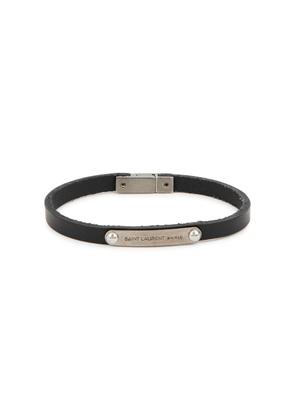 Saint Laurent Designer-engraved Leather Bracelet - Black