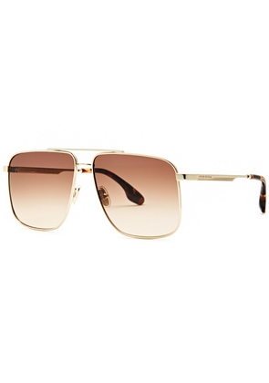 Victoria Beckham Navigator Square-frame Aviator-style Sunglasses - Brown