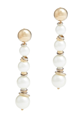 Rosantica Miranda Embellished Clip-on Drop Earrings - Pearl