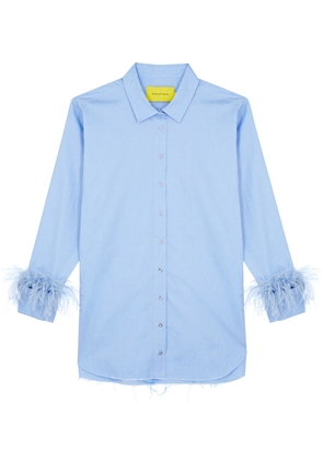 Marques' Almeida Feather-trimmed Cotton Shirt - Blue - S (UK8-10 / S)