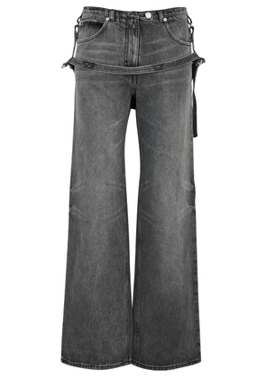 Courrèges Strap-embellished Wide-leg Jeans - Grey - 36 (UK8 / S)