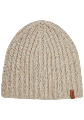 Vince Ribbed Cashmere and Silk-blend Beanie - Cream