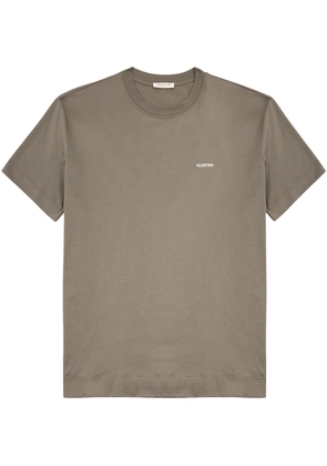 Valentino Logo Cotton T-shirt - Taupe