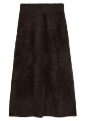 Lisa Yang Asta Brushed Cashmere Midi Skirt - Dark Brown - 1 (UK 8-10 / S-M)
