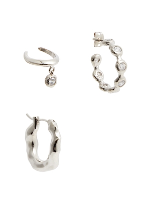 Joanna Laura Constantine Wave Rhodium-plated Earrings - set of Three - Silver