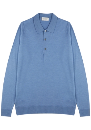 John Smedley Belper Wool Polo Shirt - Blue - M