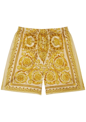 Versace Baroque Printed Silk-twill Shorts - Gold - 52 (IT52 / XL)