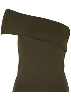 Gimaguas Maya One-shoulder Stretch-jersey top - Khaki - S (UK8-10 / S)