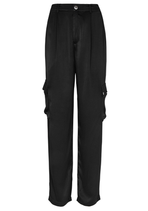 Bella Dahl Satin Cargo Trousers - Black - L (UK14 / L)