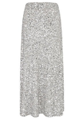 Alice + Olivia Maeve Sequin-embellished Midi Skirt - Silver - 6 (UK10 / S)