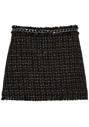 Alice + Olivia Olivia Chain-embellished Tweed Mini Skirt - Black - 8 (UK 12 / M)