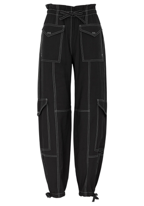 Ganni Light Slub Woven Trousers - Black - 38 (UK10 / S)