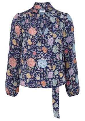 Rixo Moss Floral-print Silk Blouse - Navy - L (UK 14 / L)