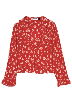 Rixo Amaya Printed Silk Blouse - Red - L (UK 14 / L)