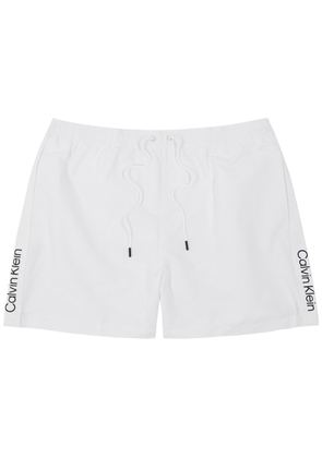 Calvin Klein Logo Striped Shell Swim Shorts - White
