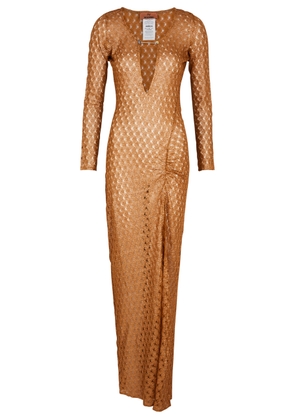 Missoni Metallic-weave Open-knit Maxi Dress - Tan - 42 (UK10 / S)