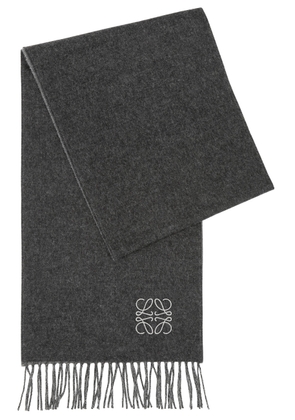 Loewe Anagram-embroidered Wool-blend Scarf - Black