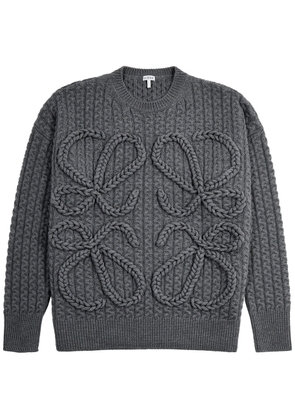 Loewe Anagram Cable-knit Wool Jumper - Dark Grey - XL