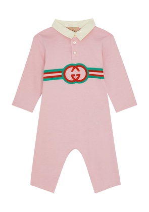 Gucci Kids GG-embroidered Cotton Babygrow - Pink