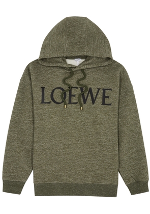 Loewe Logo-print Hooded Cotton Sweatshirt - Khaki - XL