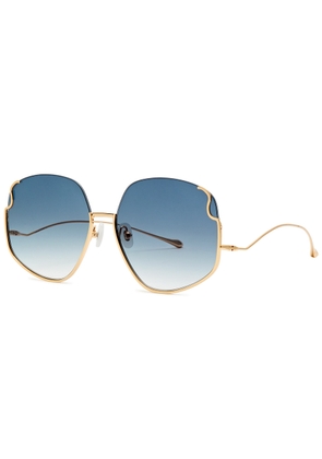 For Art's Sake Drape 12kt Gold-plated Round-frame Sunglasses - Blue Light