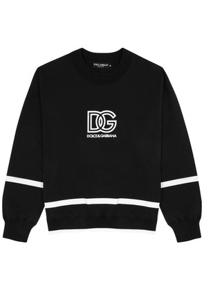 Dolce & Gabbana Logo-flocked Cotton Sweatshirt - Black - L