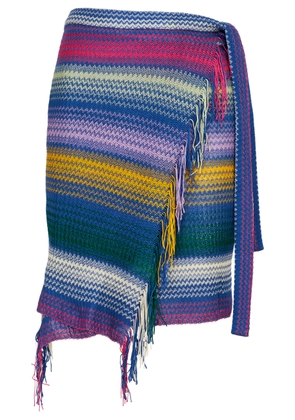 Missoni Zigzag-intarsia Knitted Sarong - Blue - One Size