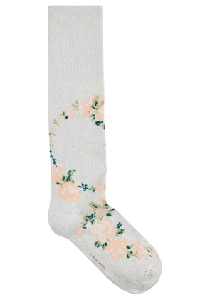 Simone Rocha Floral-intarsia Cotton-blend Socks - Silver