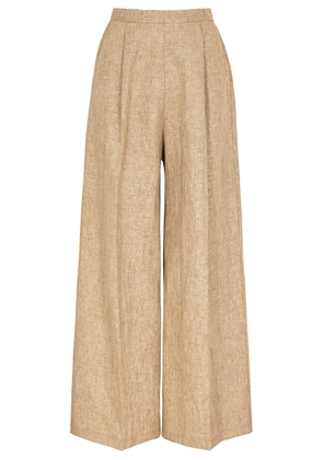 Forte_forte Herringbone Metallic-weave Linen-blend Trousers - Light Brown - 0 (UK 6 / XS)
