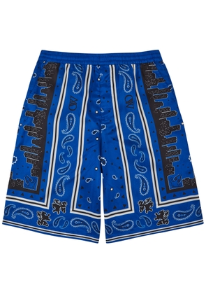 Off-white Printed Satin Shorts - Blue - 50 (IT50 / L)