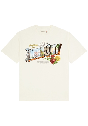 Honor The Gift Greetings 2.0 Printed Cotton T-shirt - Cream