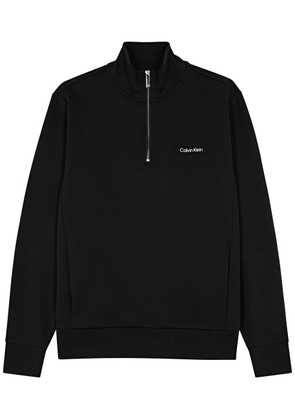 Calvin Klein Logo Cotton-blend Half-zip Sweatshirt - Black - S