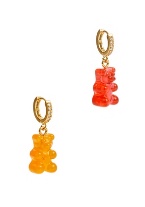 Crystal Haze Nostalgia Bear 18kt Gold-plated Hoop Earrings - Red