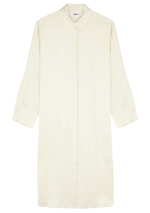 Day Birger ET Mikkelsen Kenza Satin Midi Shirt Dress - White - 38 (UK10 / S)