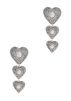Soru Jewellery Heart Rhodium-plated Silver Drop Earrings - One Size