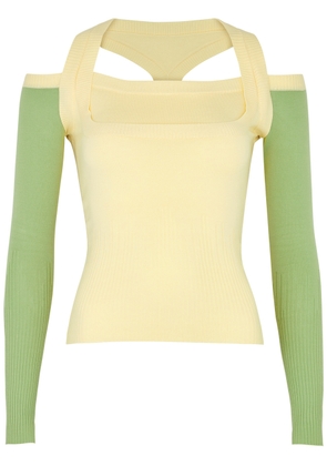 Gimaguas Latte Cut-out Knitted Jumper - Yellow - S (UK8-10 / S)