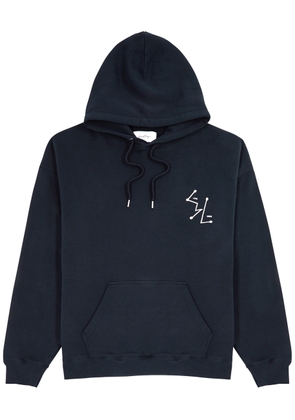 Second Layer Live Wire Printed Hooded Cotton Sweatshirt - Navy - M