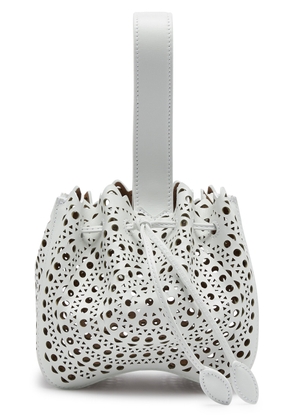 Alaïa Rose Marie Laser-cut Leather Bucket bag - White