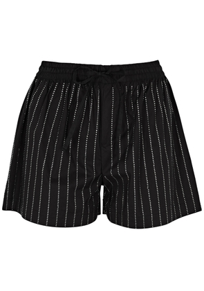 Giuseppe DI Morabito Striped Crystal-embellished Stretch-cotton Shorts - Black - 44 (UK12 / M)